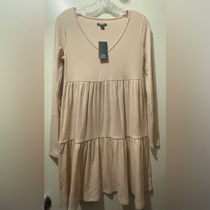 Wild Fable Blush Pink Ribbed V-Neck Dress